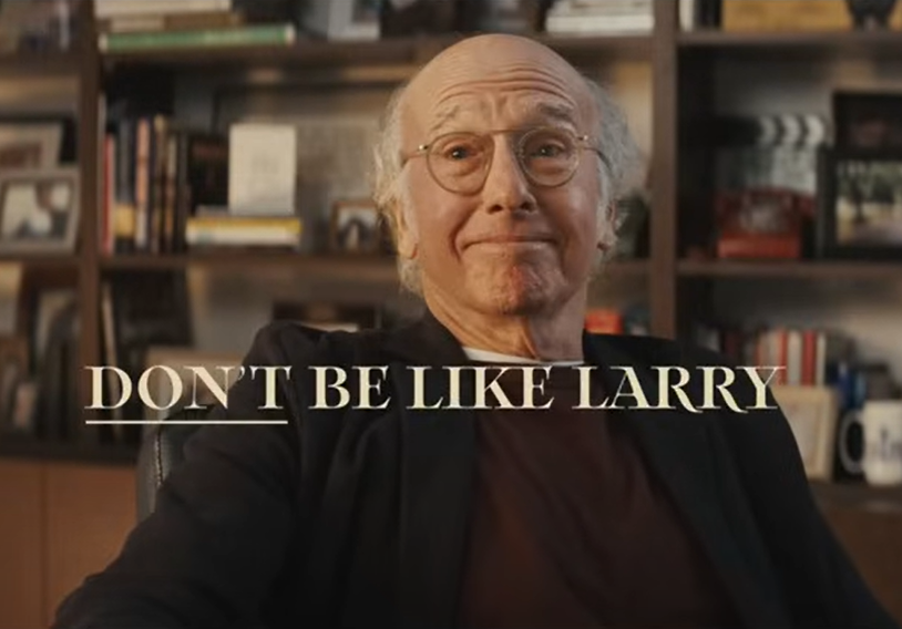 Larry David scoffing at FTX in FTX's Super Bowl ad.