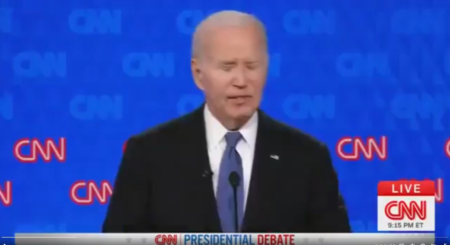 Biden closing his eyes during Thursday night's debate. 