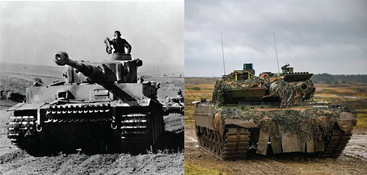 German tanks in Kursk, then (1943) and now. 