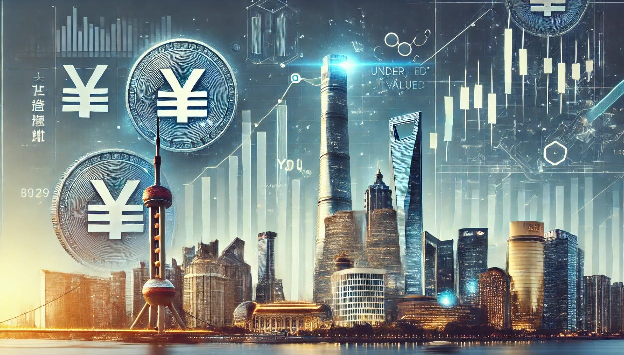 Shanghai cityscape and Chinese financial imagery. 