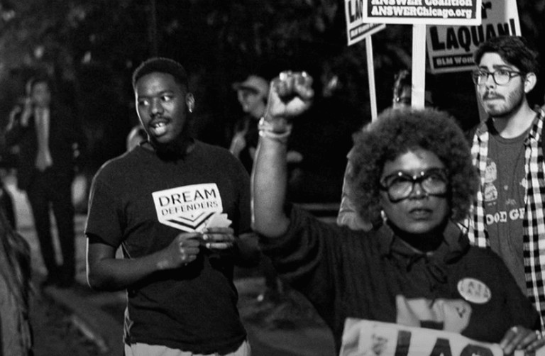 Elias Rodriguez and some black protestors in 2017. 