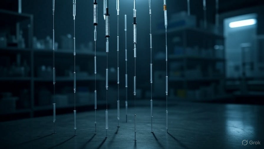 A dark rain of syringes 