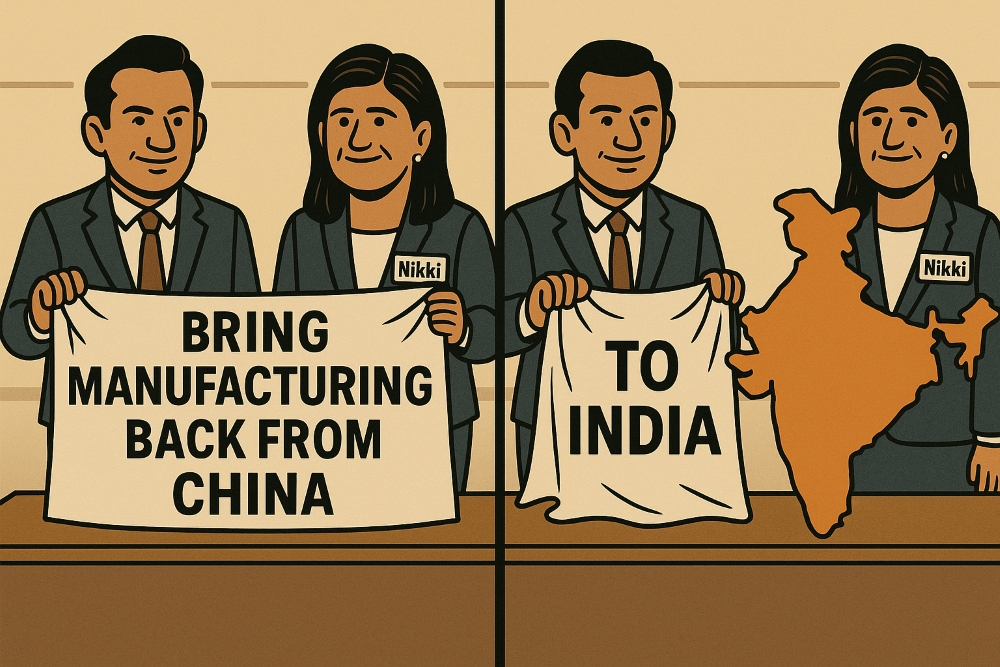 Vivek Ramaswamy and Nikki Haley call for bringing manufacturing back from China--to India. 