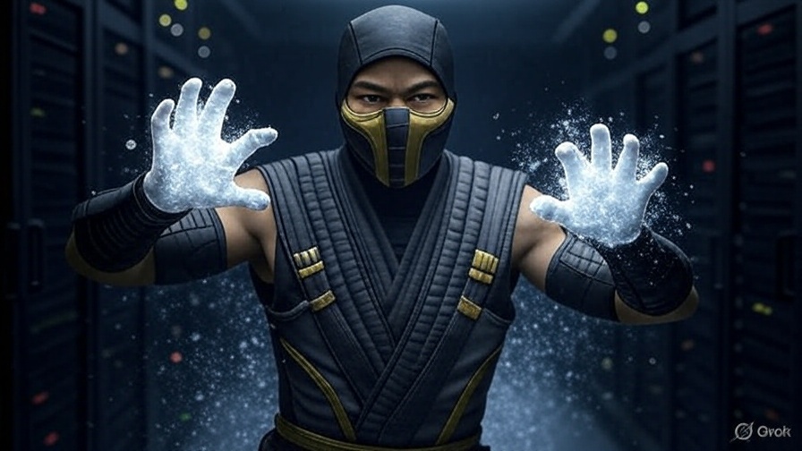 Sub-Zero from Mortal Kombat chilling a datacenter. 