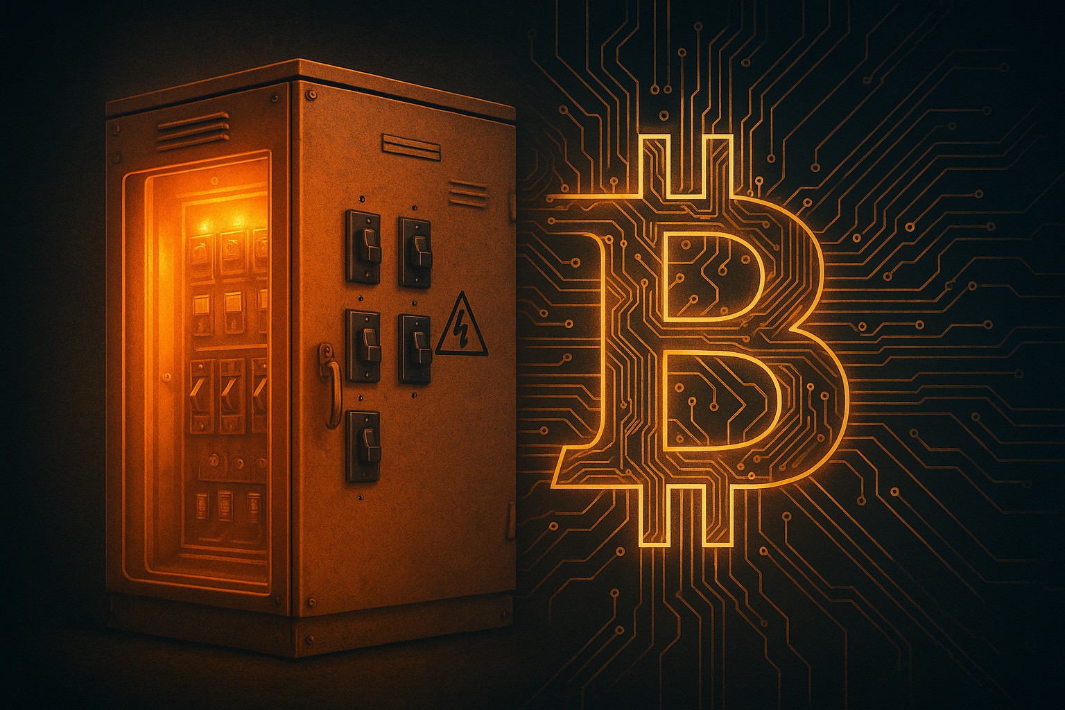 Bitcoin and industrial imagery. 