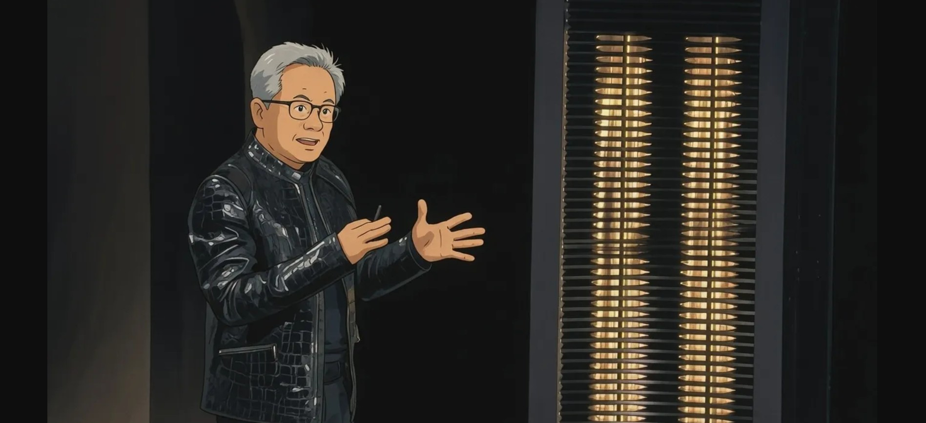 Jensen Huang at CES, Studio Ghibli style.