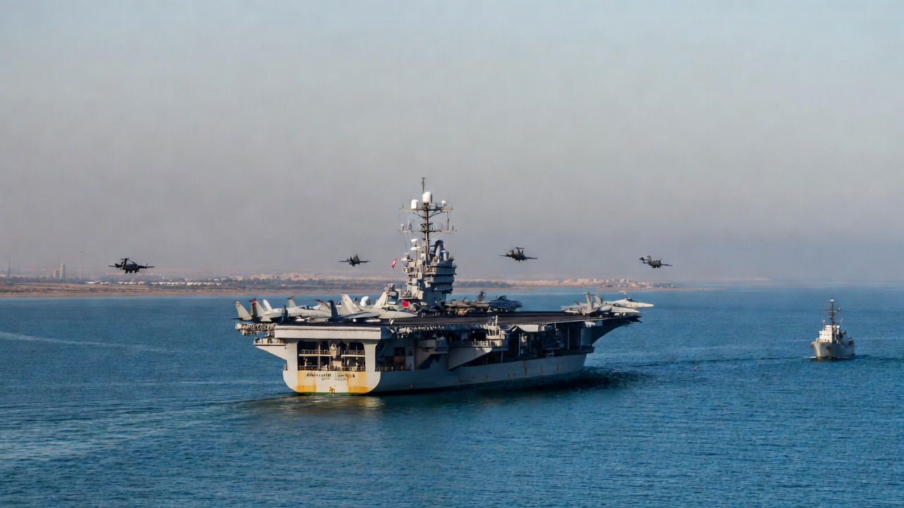 Super Grok's take on The USS Abraham Lincoln in the Persian Gulf.