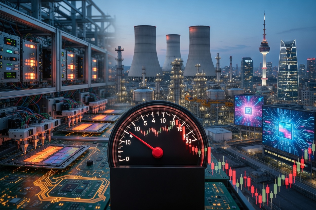 A wide, cinematic financial illustration showing fear beginning to recede from a geopolitical crisis.