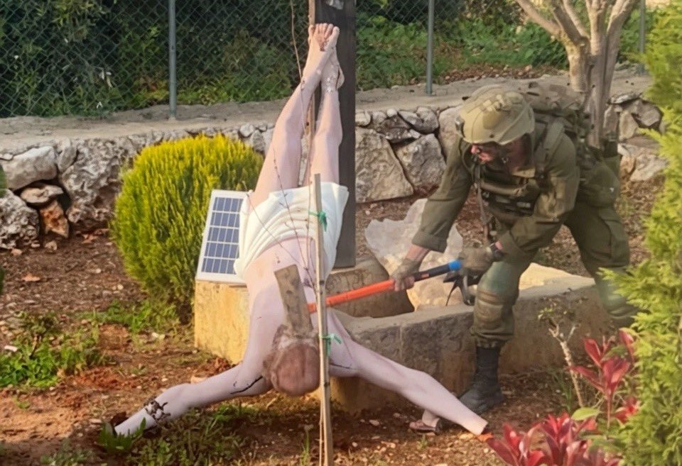 IDF destroys Jesus Statue with Sledgehammer