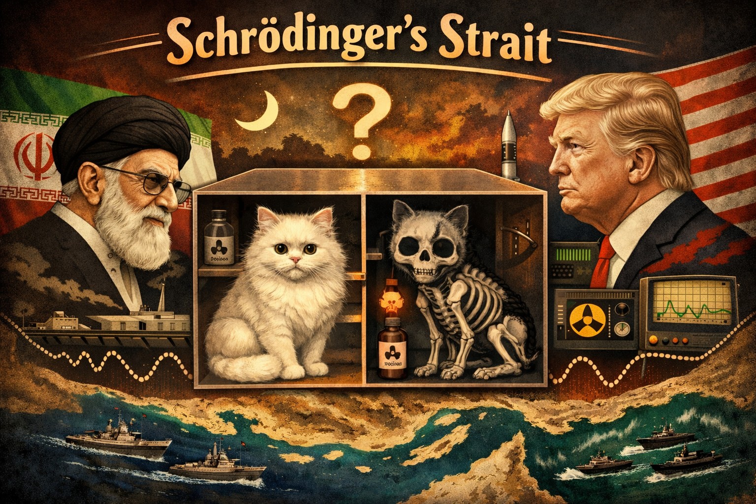Image riffing on Schrödinger’s famous thought experiment. 