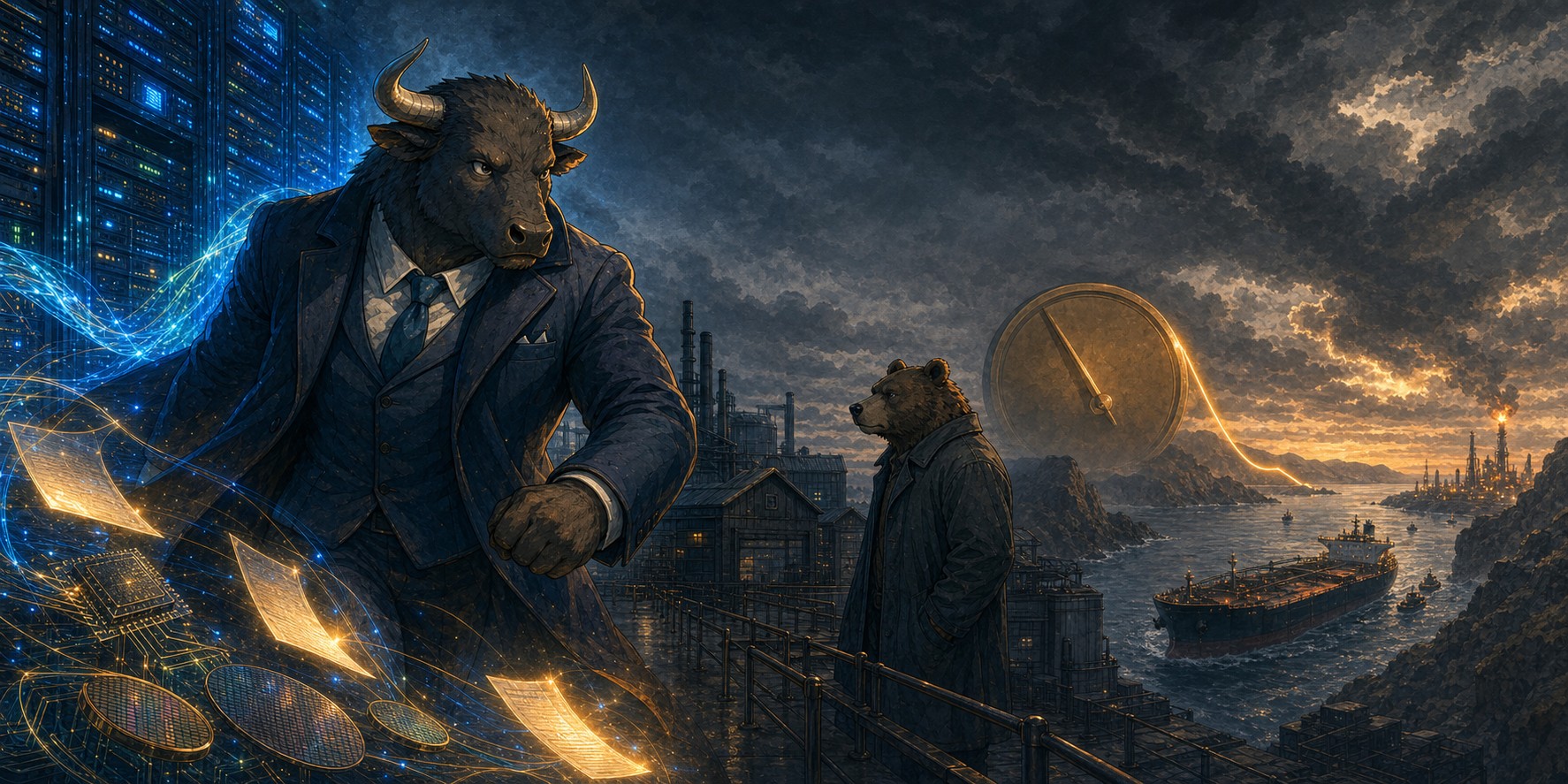An anthropomorphic bull and the Strait of Hormuz.