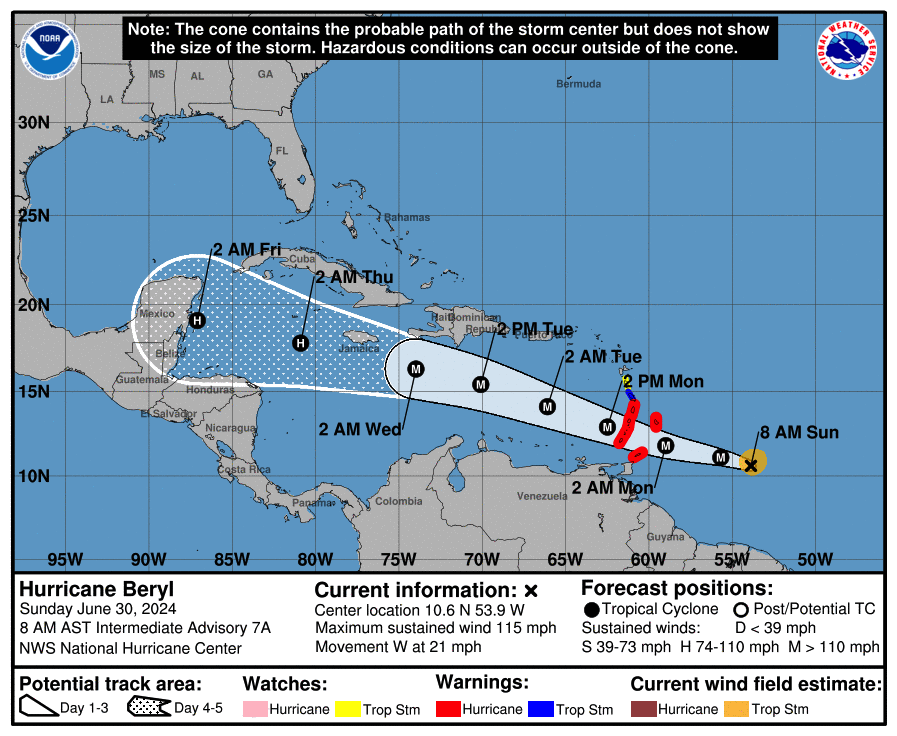 Hurricane Beryl To Intensify Into "Extremely Dangerous Cat. 4" Storm