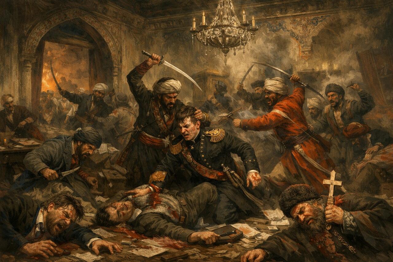 Copilot’s conception of the other famous time Iran invaded an embassy: Russia’s, in 1829.