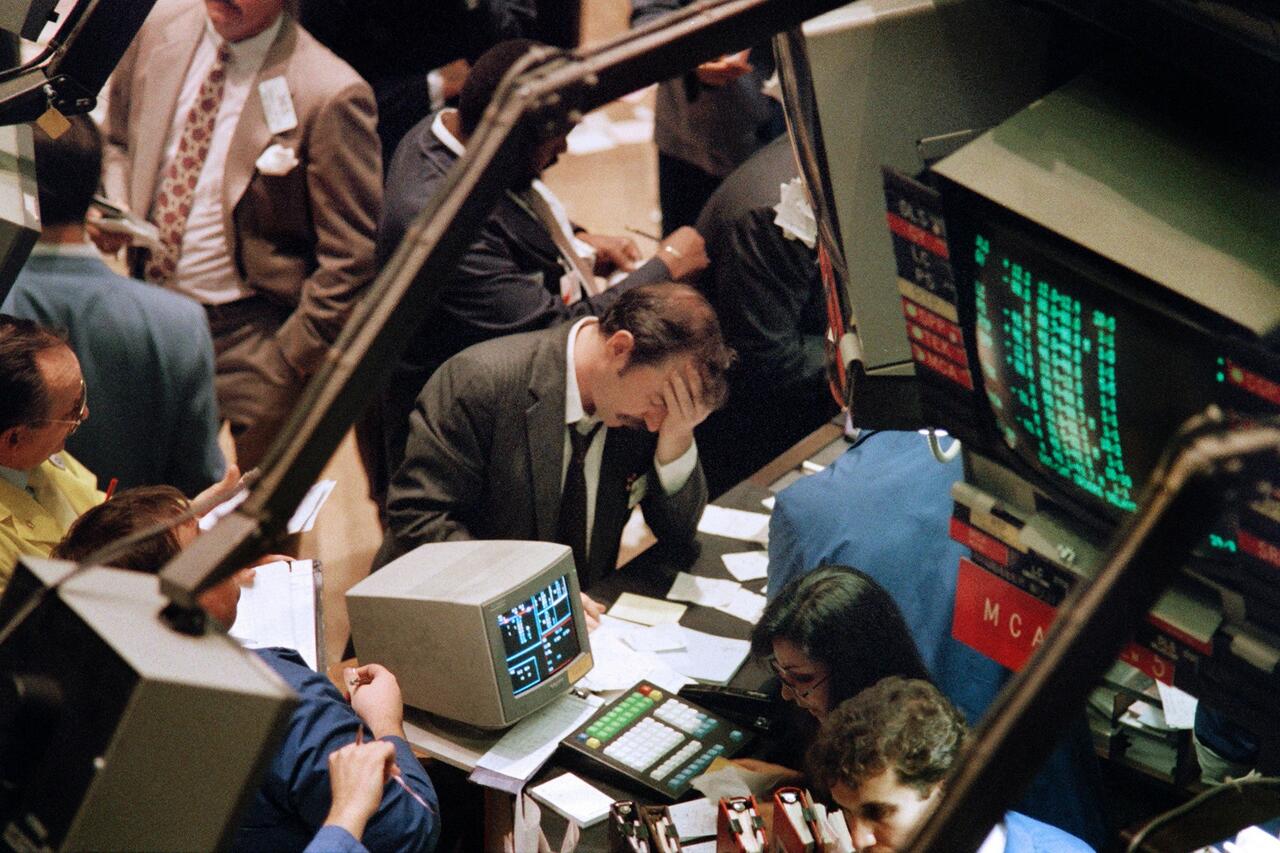 Floor traders after the 1987 Crash.