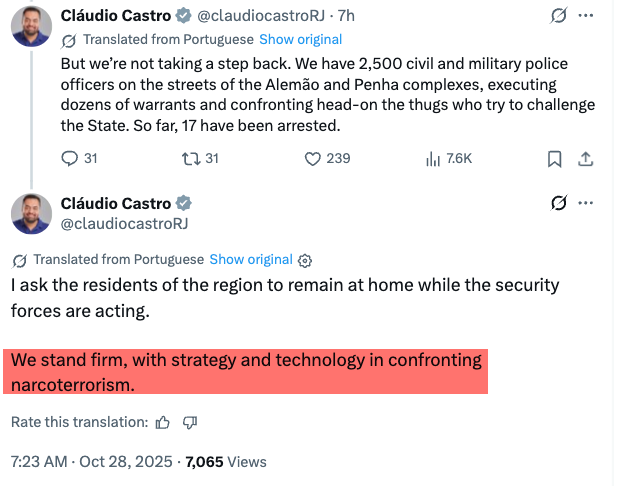 Rio de Janeiro versinken im Chaos: Großangelegte Razzia gegen Drogenterrorismus verwandelt Gebiete in Kriegsgebiet (Videos) Rio de Janeiro versinken im Chaos: Großangelegte Razzia gegen Drogenterrorismus verwandelt Gebiete in Kriegsgebiet (Videos)