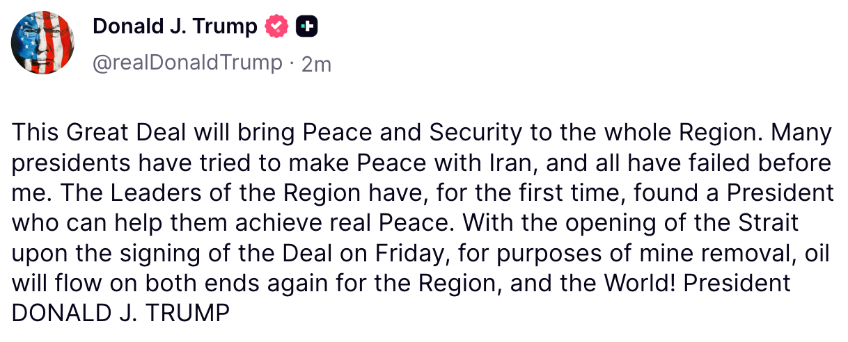 Trump Truth Social post