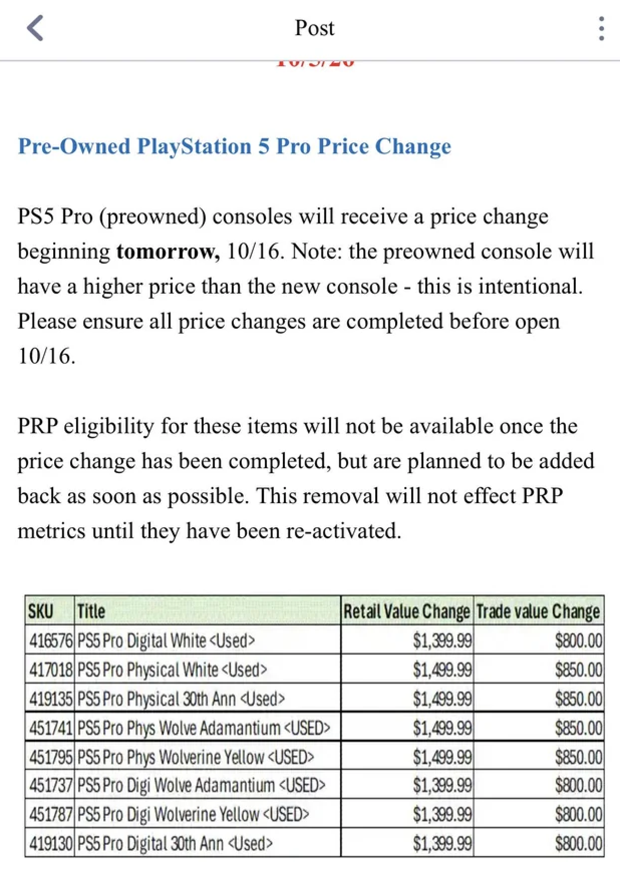 Leaked GameStop Memo Shows Used PS5 Pros Priced Above New Ones As GTA 6 Release Looms