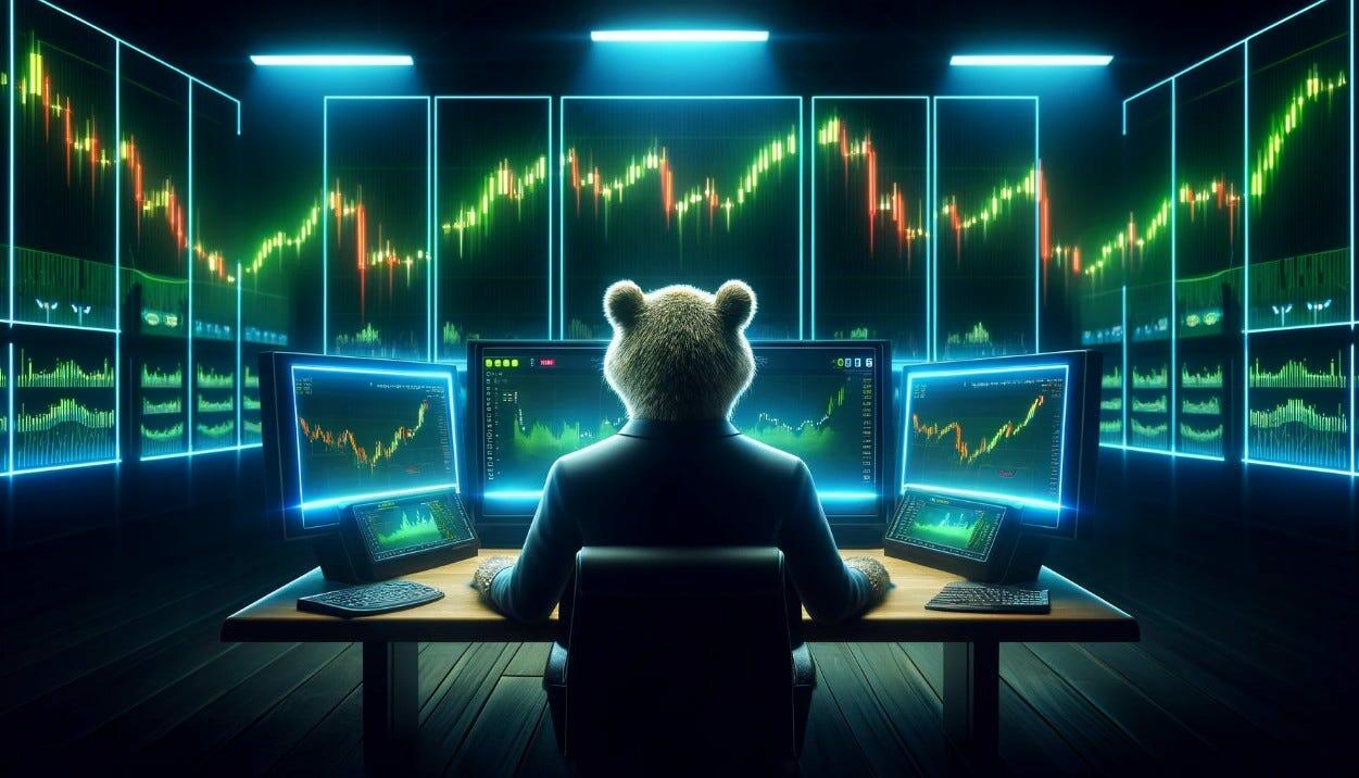 A bear at a trading station. 