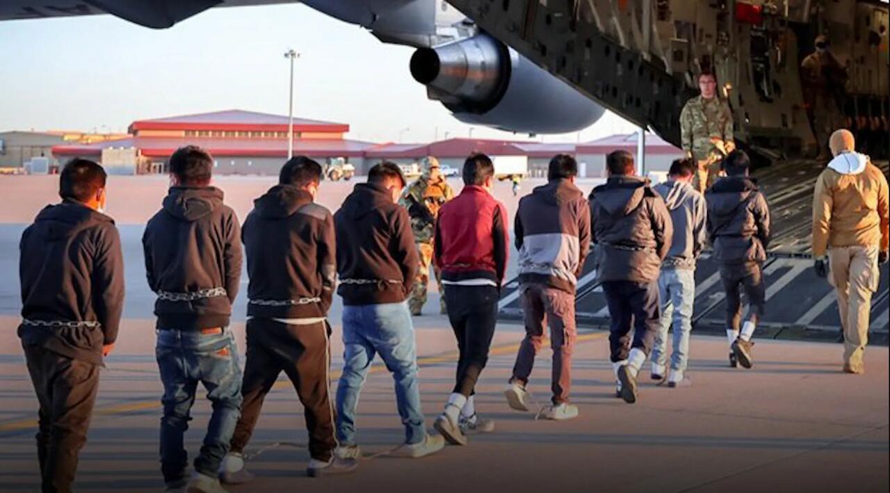 An ICE deportation flight. 