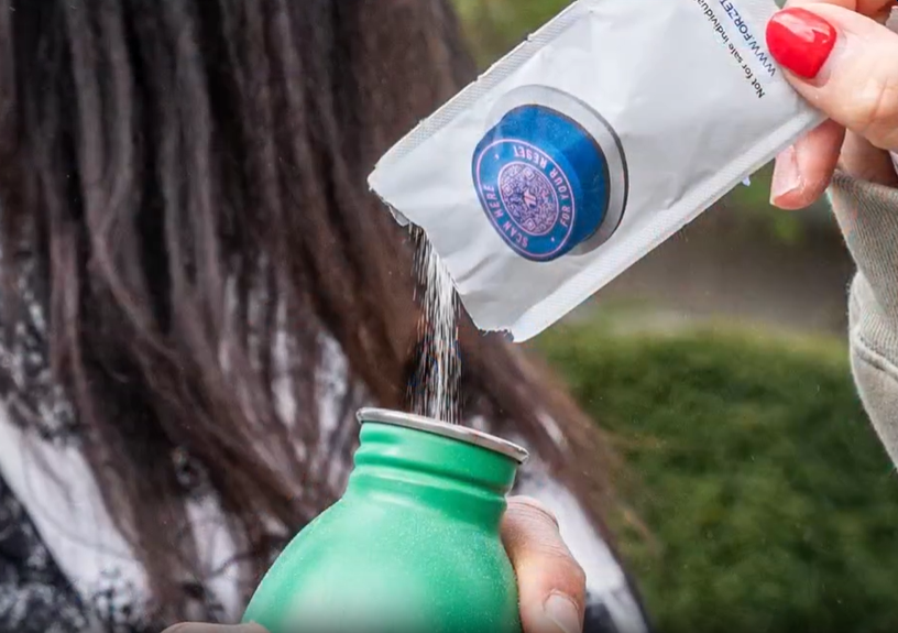 Add powder pouch to water, smoothie, or food