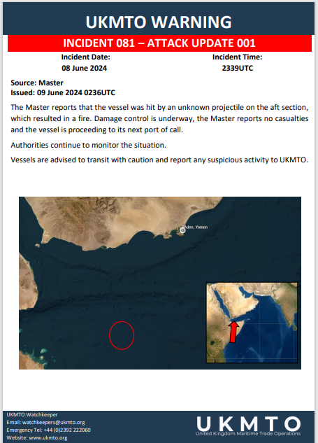 "Damage Control Underway": Cargo Ship Hit By Missile In Gulf Of Aden In Suspected Attack By Houthi Rebels