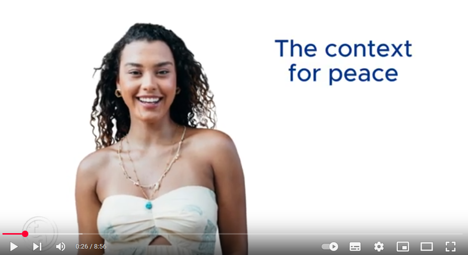 Girl with caption "Context for peace"