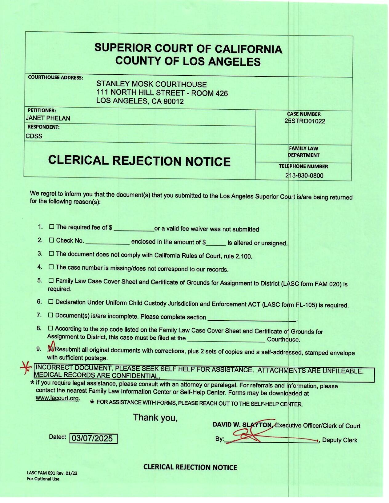 Fraudulent rejection of court document