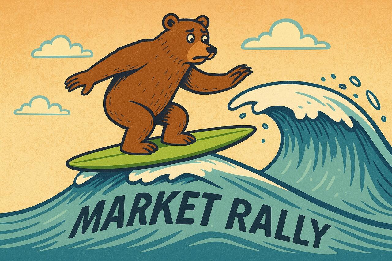A bear surfing a market rally. 