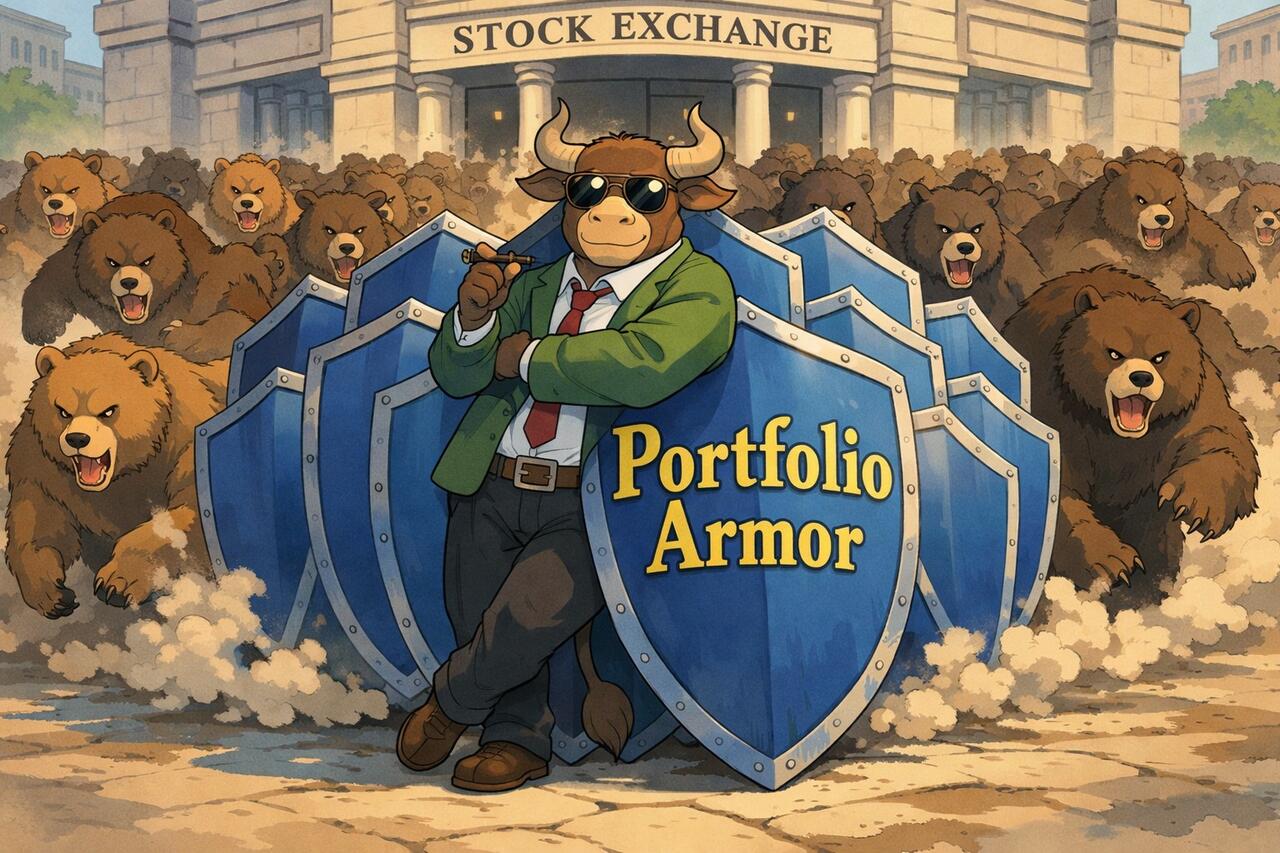 A relaxed bull shielded from stampeded bears. 
