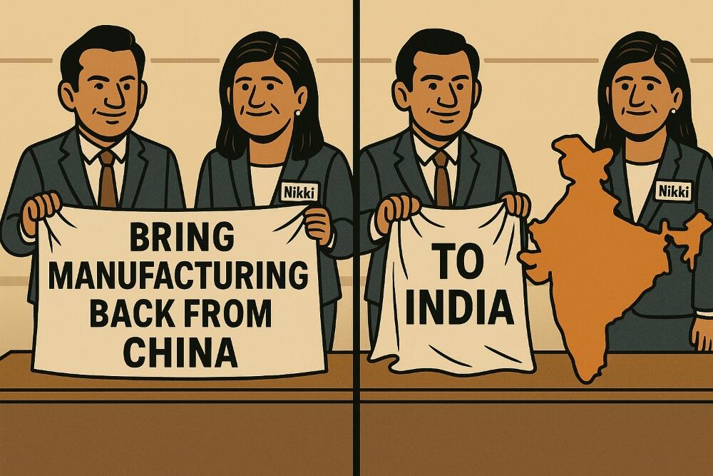 Vivek and Nikki propose moving manufacturing back from China--to India.
