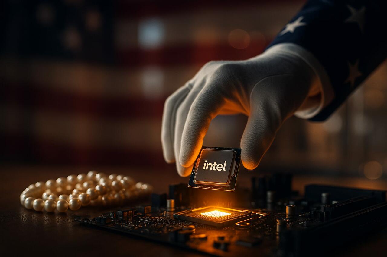 Pearls and an Intel chip. 