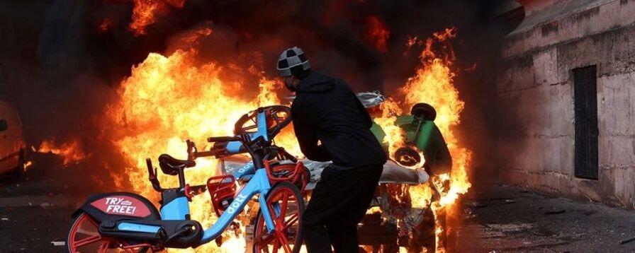 An e-bike on fire
