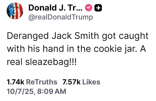 Trump Slams "Deranged Jack Smith" After Bombshell Memo Exposes Biden FBI Spying On GOP Senators