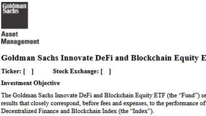 Goldman Applies For Blockchain And DeFi ETF - Vimarsana News