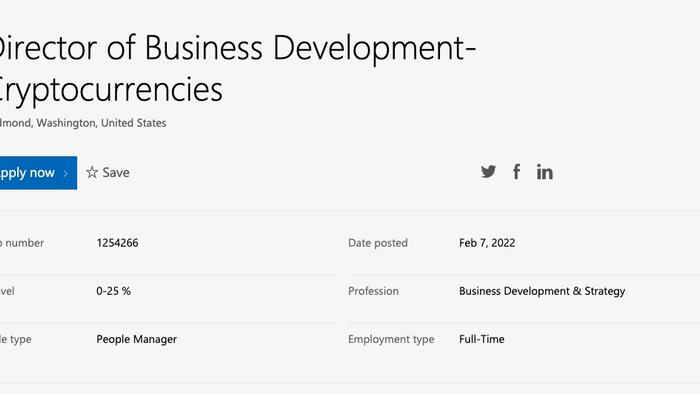 Microsoft Looking To Hire 'Head Of Crypto' - Vimarsana News