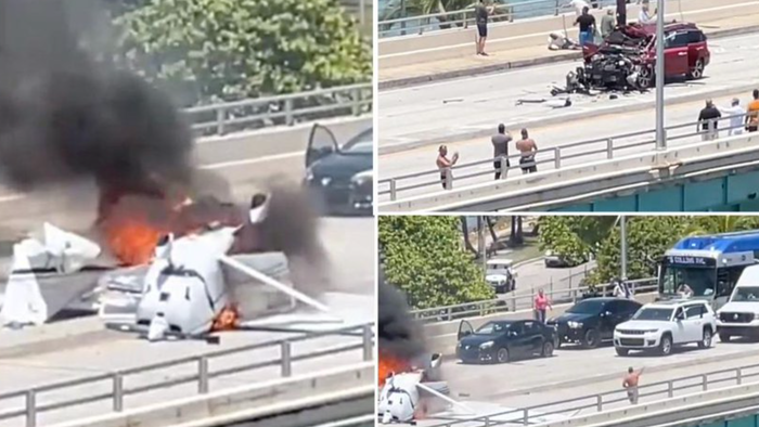 Plane Erupts Into Flames After Crash Landing On Miami Bridge - Vimarsana News