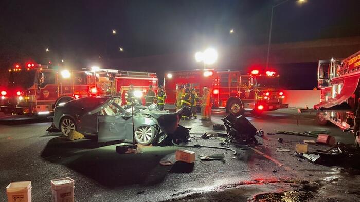 NextImg:Tesla Driver Killed After Plowing Into Fire Truck On California Freeway