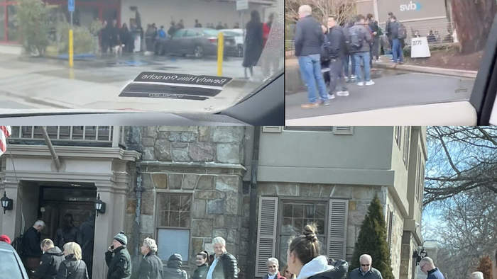 NextImg:"Never Seen In Over 40 Years" - SVB Collapse Sparks Bank Runs As People Wait In Lines