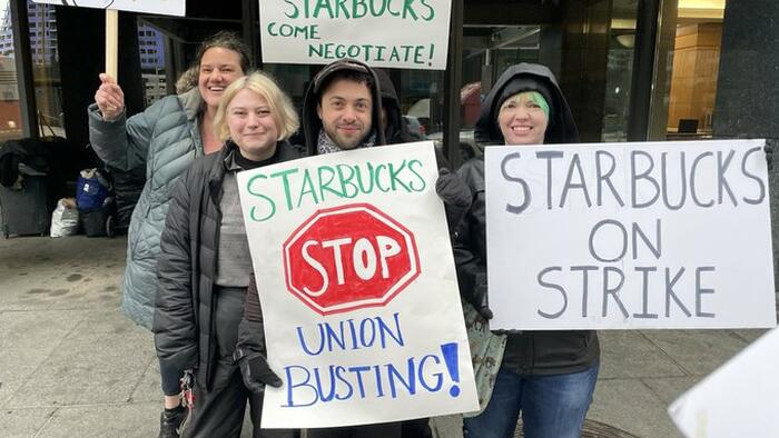 NextImg:Starbucks Baristas Strike, "Demand End To Illegal Union-Busting Campaign"