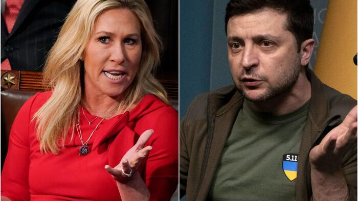 NextImg:Rep. Greene To Zelensky: "Leave Your Hands Off Of Our Sons & Daughters"