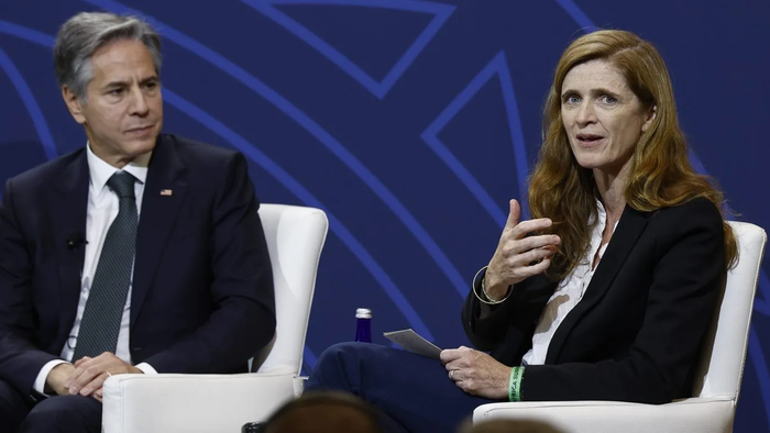 NextImg:Watch: Samantha Power Lets Slip The US Is At War With Russia, But "Ukrainians Doing The Fighting"