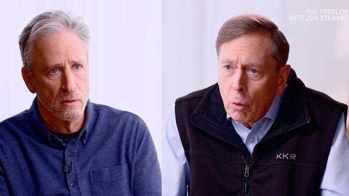 NextImg:Jon Stewart Skewers Military-Industrial Complex: Lost Wars & 'Pentagon Got A Raise'