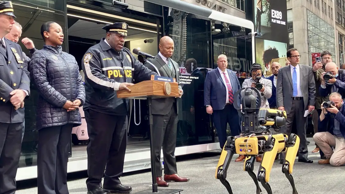 NextImg:Mayor Adams And NYPD Unveil Dystopian Robot Dog To Fight Crime
