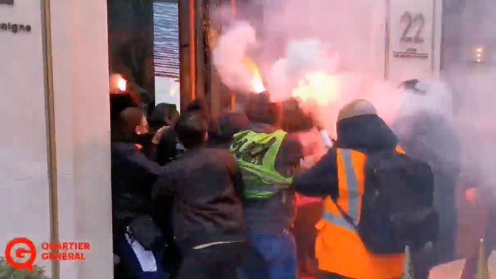 NextImg:French Pension Protesters Storm LVMH Building In Downtown Paris