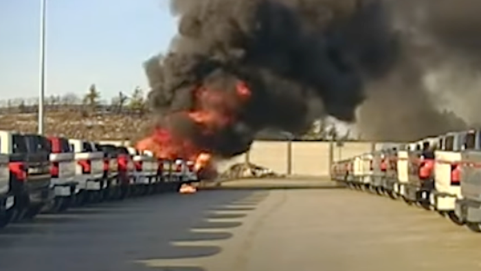 NextImg:New Video Shows Ford F-150 Lightning Engulfed In Flames That Prompted Recall