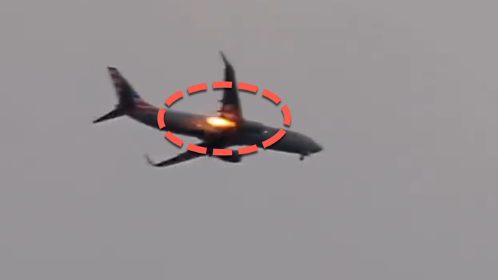 NextImg:Watch: Boeing 737 Engine Catches Fire Over Ohio After Bird Strike