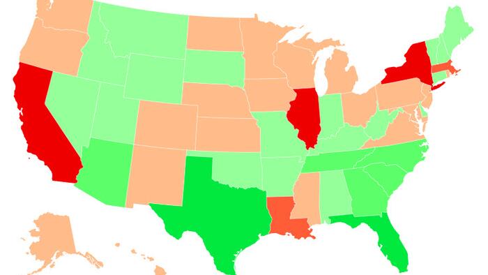 NextImg:New IRS Migration Data: NY, CA, & IL Are The Big Losers Of People And Wealth; FL & TX The Big Winners