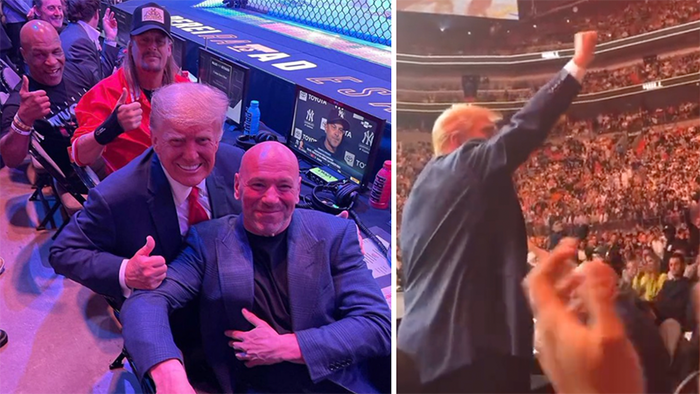 NextImg:Watch: UFC Crowd Erupts Into 'USA' Chant As Trump Arrives