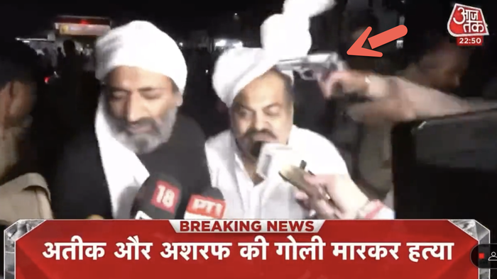 NextImg:Dramatic Video Shows Indian Gangster-Turned-Politician Gun Down On Live TV