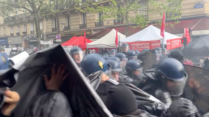 NextImg:May Day Protests In France Turn Violent As Unions Fume Over Macron's Pension Reform